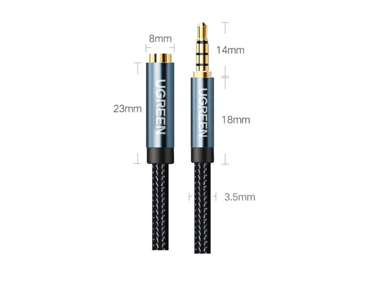 Ugreen extension cable adapter AUX mini jack 3.5 mm 2 m (blue)