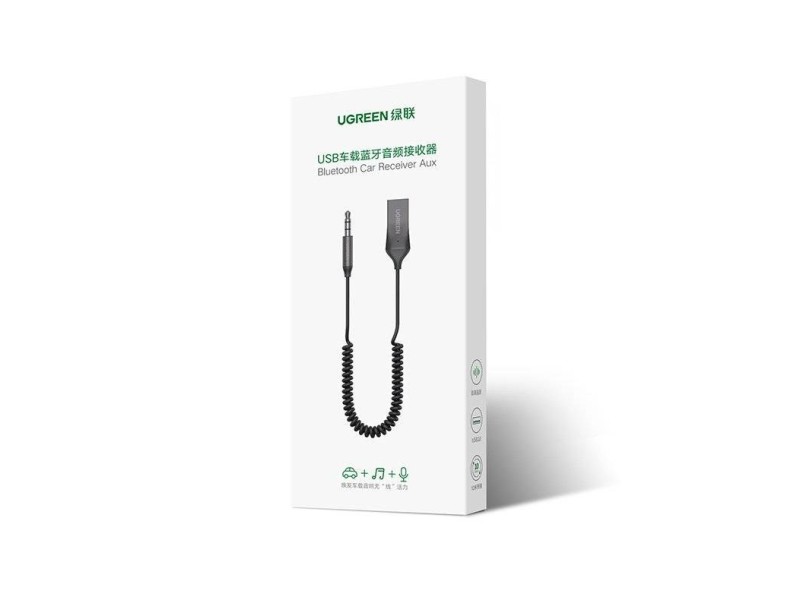 Ugreen CM309 Bluetooth 5.0 Audio Receiver USB Cable Audio Adapter AUX Jack Black