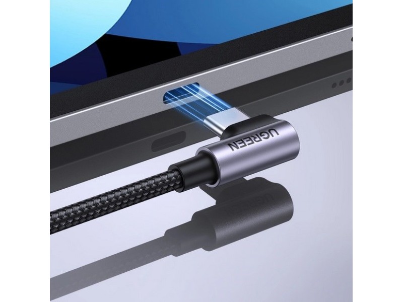 Ugreen USB-C (straight) / USB-C (angled) PD QC 60W 3A 0.5m US255 (grey)