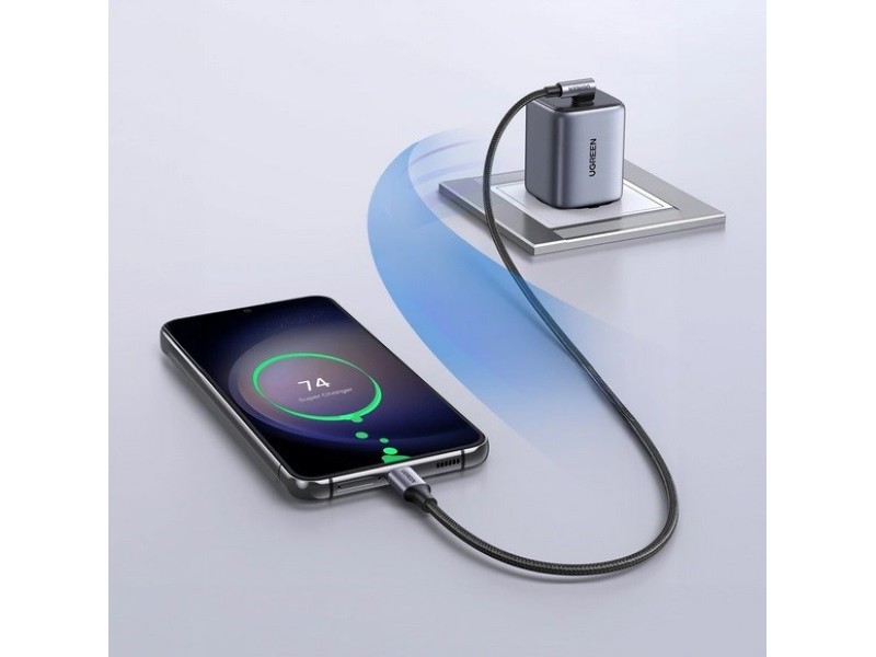 Ugreen USB-C (straight) / USB-C (angled) PD QC 60W 3A 0.5m US255 (grey)
