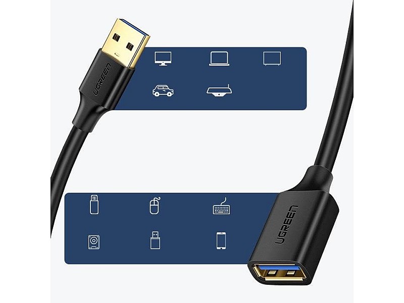 Ugreen extension cable adapter USB 3.0 (female) to USB 3.0 (male) 1 m (black)