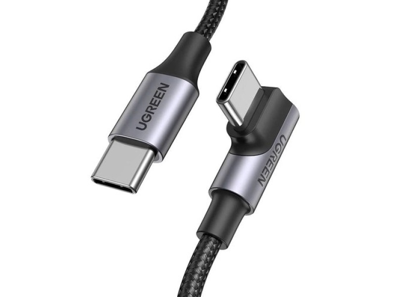 Ugreen US334 70643 USB-C (angled) / USB-C (straight) 100W PD 1m cable - black