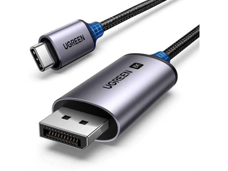 Ugreen CM556 Cable with USB-C and DisplayPort 8K connectors, 1 m long - grey