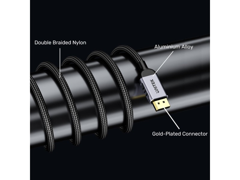UNITEK C1626GY01-1.5M DisplayPort cable Black, Grey