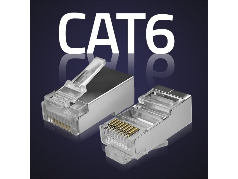 Qoltec 54556 RJ45 modular connector | CAT6 | FTP |Gold-plated contacts | 100 pieces