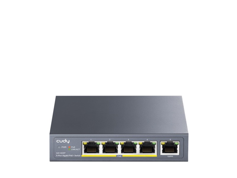 Cudy GS1005P network switch Gigabit Ethernet (10/100/1000) Power over Ethernet (PoE) Grey Cudy GS1005P network switch Gigabit Ethernet (10/100/1000) Power over Ethernet (PoE) Grey