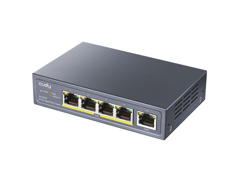 Cudy GS1005P network switch Gigabit Ethernet (10/100/1000) Power over Ethernet (PoE) Grey Cudy GS1005P network switch Gigabit Ethernet (10/100/1000) Power over Ethernet (PoE) Grey