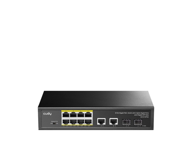 Cudy GS1010PS2 network switch Unmanaged Gigabit Ethernet (10/100/1000) Power over Ethernet (PoE) Black
