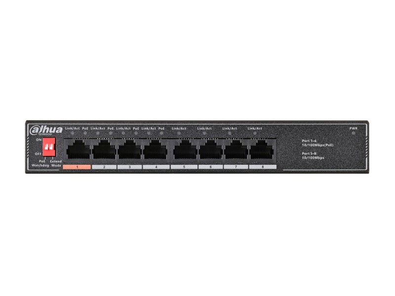Dahua Technology PoE SF1008LP Unmanaged L2 Fast Ethernet (10/100) Power over Ethernet (PoE) Black