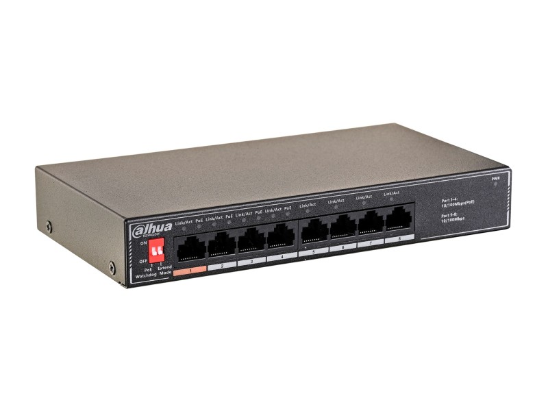Dahua Technology PoE SF1008LP Unmanaged L2 Fast Ethernet (10/100) Power over Ethernet (PoE) Black