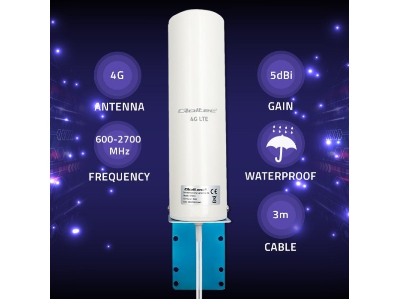 Qoltec 57044 4G LTE DUAL antenna | 5dBi | omnidirectional | outdoor Qoltec 57044 4G LTE DUAL antenna | 5dBi | omnidirectional | outdoor