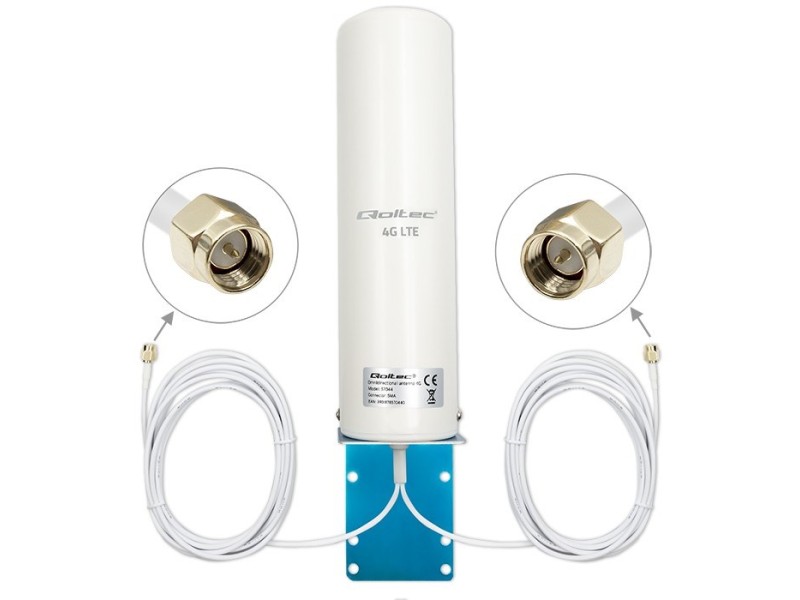 Qoltec 57044 4G LTE DUAL antenna | 5dBi | omnidirectional | outdoor Qoltec 57044 4G LTE DUAL antenna | 5dBi | omnidirectional | outdoor
