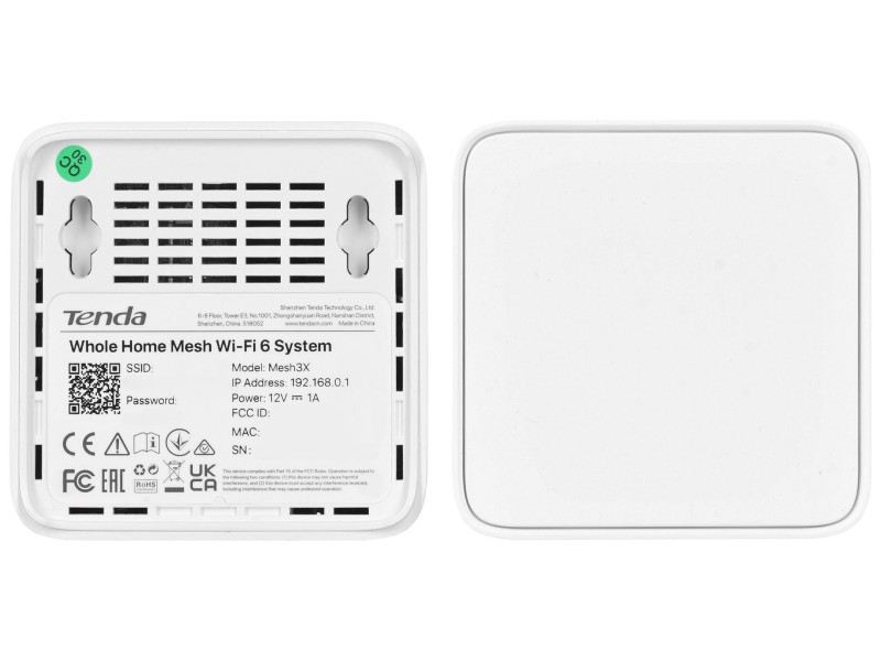 Tenda EX3 (2-pack) Dual-band (2.4 GHz / 5 GHz) Wi-Fi 6 (802.11ax) White 1 Internal