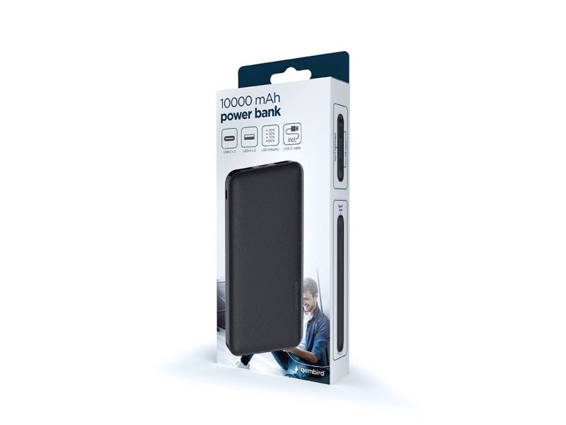 Gembird PB10-02 power bank Lithium Polymer (LiPo) 10000 mAh Black Gembird PB10-02 power bank Lithium Polymer (LiPo) 10000 mAh Black