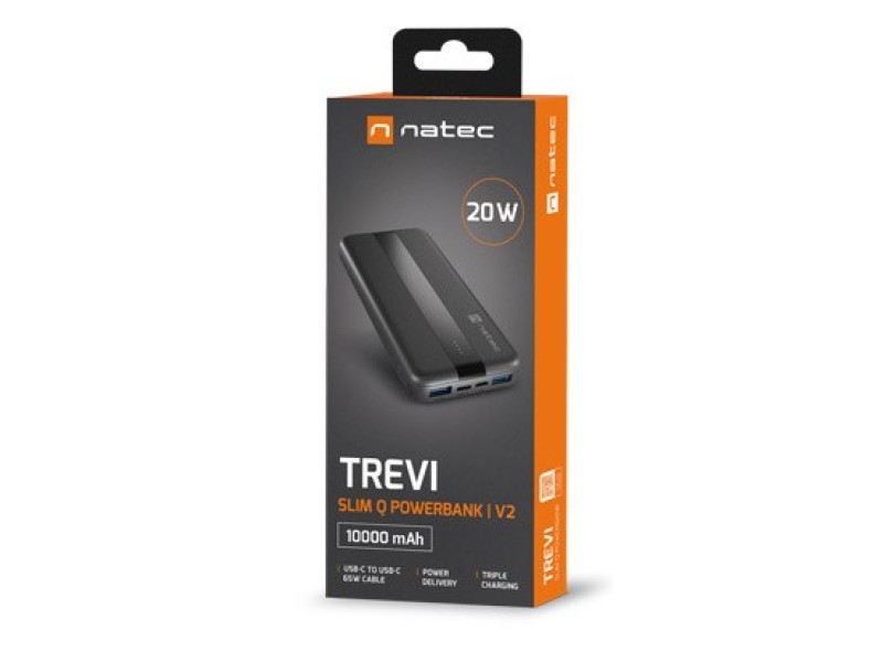 NATEC TREVI SLIM Q V2 Lithium Polymer (LiPo) 10000 mAh Black