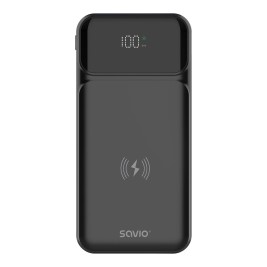 Savio BA-09 power bank Lithium Polymer (LiPo) 37 mAh Wireless charging Black