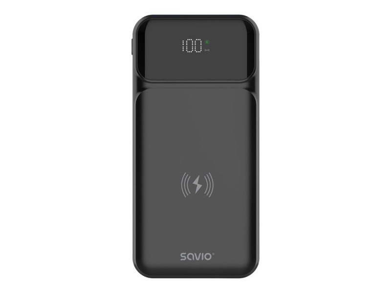 Savio BA-09 power bank Lithium Polymer (LiPo) 37 mAh Wireless charging Black