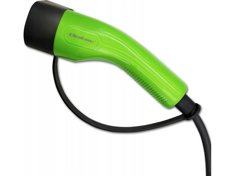 Qoltec Mobile EV Charger with 2-in-1 Adjustment Type 2 11kW 400V 5-Pin CEE LCD Portable Wallbox 5m