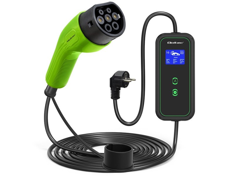 Qoltec Mobile charger for EV cars 2-in-1 Type 2 3.5 kW 230 V LCD