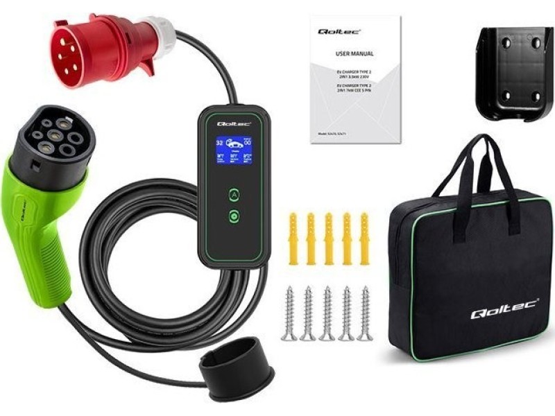 Qoltec Mobile charger for EV cars 2-in-1 Type 2 7kW 230V CEE 3 PIN