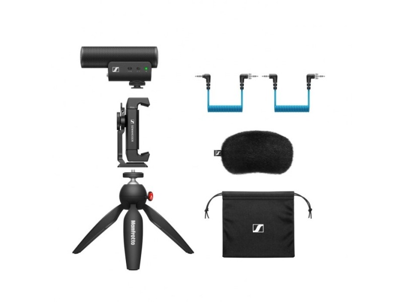 Sennheiser MKE 400 Mobile Kit - condenser, supercardioid microphone with low-pass filter with Manfrotto tripod