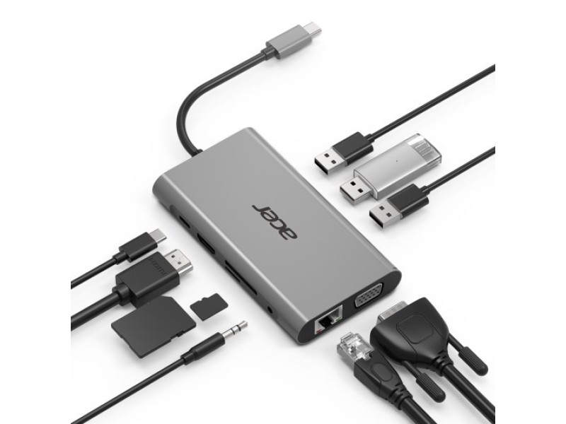 Acer HP.DSCAB.002 laptop dock/port replicator USB 3.2 Gen 1 (3.1 Gen 1) Type-C Silver