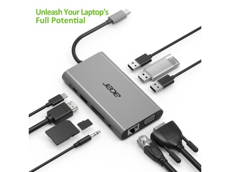 Acer HP.DSCAB.002 laptop dock/port replicator USB 3.2 Gen 1 (3.1 Gen 1) Type-C Silver