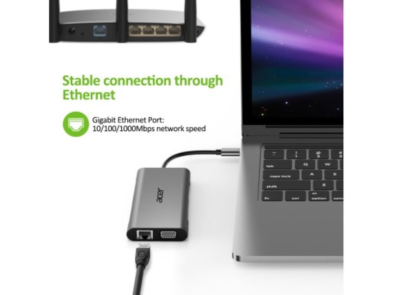 Acer HP.DSCAB.002 laptop dock/port replicator USB 3.2 Gen 1 (3.1 Gen 1) Type-C Silver