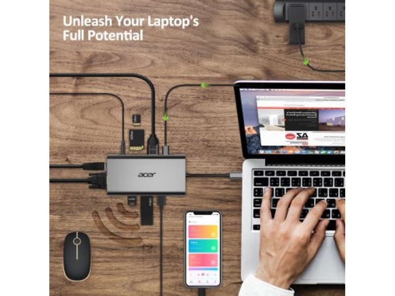 Acer HP.DSCAB.002 laptop dock/port replicator USB 3.2 Gen 1 (3.1 Gen 1) Type-C Silver