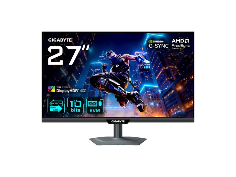 GIGABYTE M27UP 27” 4K UHD Gaming Monitor - Dual Mode (4K 160Hz or FHD 320Hz), 3840 x 2160, 1ms, 350 cd/m², FreeSync Premium Pro, DisplayHDR400, HDMI 2.1, Displayport 1.4