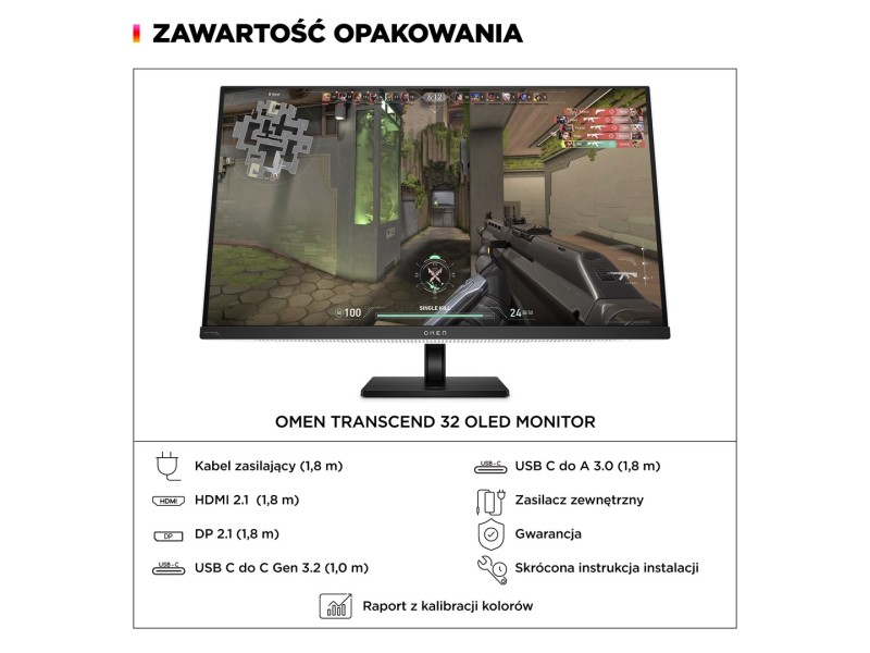 HP OMEN Transcend 31.5 inch UHD 240Hz OLED Gaming Monitor - Transcend 32