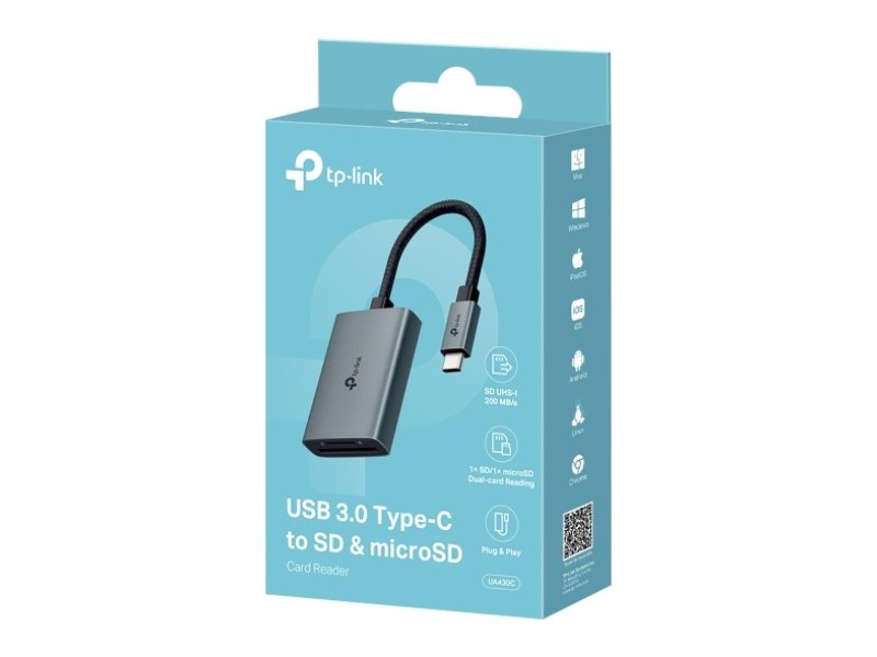 TP-Link UA430C card reader USB 3.2 Gen 1 (3.1 Gen 1) Type-C Grey