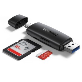Ugreen SD/micro SD card reader adapter (USB-A/USB-C) black (CM304)