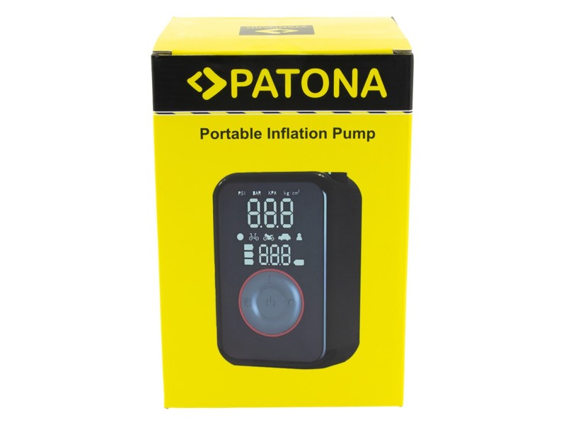 PATONA Electric tire inflator 10.3 bar / 150 PSI Powerbank and LED light Black