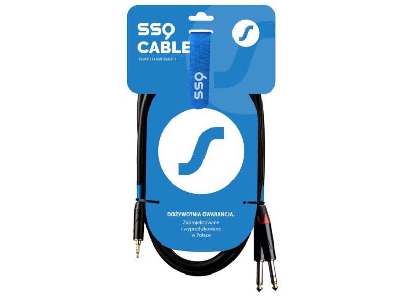 SSQ MIJM1 SS-1813 Cable Jack Stereo 3,5 mm - 2x Jack Mono 6,3 mm 1 m Black