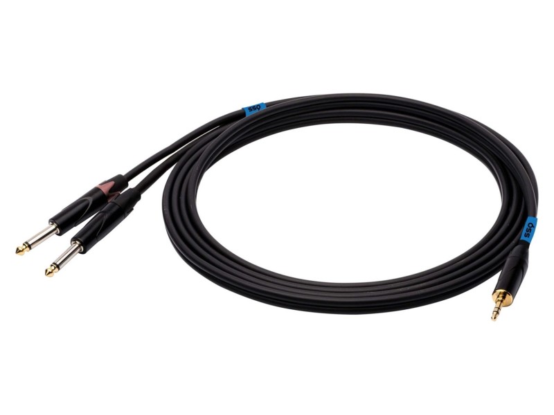 SSQ MIJM1 SS-1813 Cable Jack Stereo 3,5 mm - 2x Jack Mono 6,3 mm 1 m Black