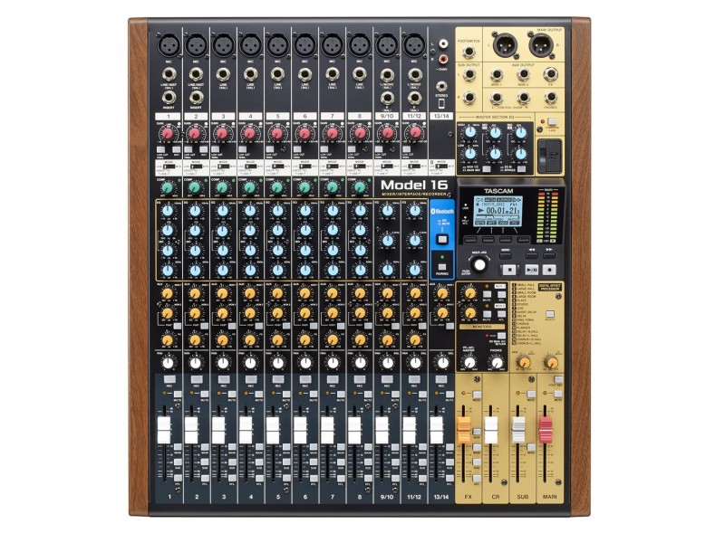 Tascam MODEL 16 audio mixer 16 channels 20 - 30000 Hz Black, Gold, Wood Tascam MODEL 16 audio mixer 16 channels 20 - 30000 Hz Black, Gold, Wood