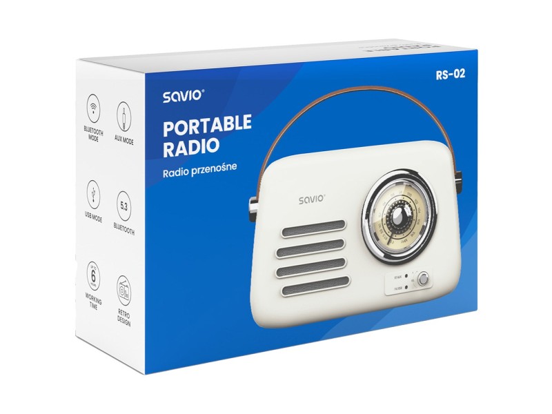 SAVIO RS-02 Portable Radio, white