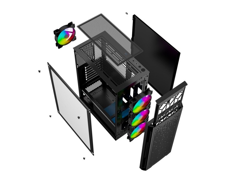 Gembird CCC-FC-400X Gaming ARGB computer case Fornax 400X, black