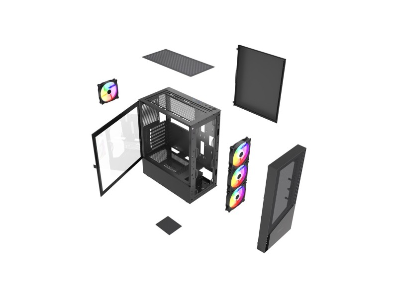 Gembird CCC-FC-4300 Gaming ATX Computer Case Fornax 4300, ARBG backlight, black