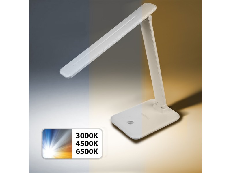 Maclean MCE614W Dimmable LED Desk Lamp Adjustable Folding 9W IP20 3000K 4500K 6500K