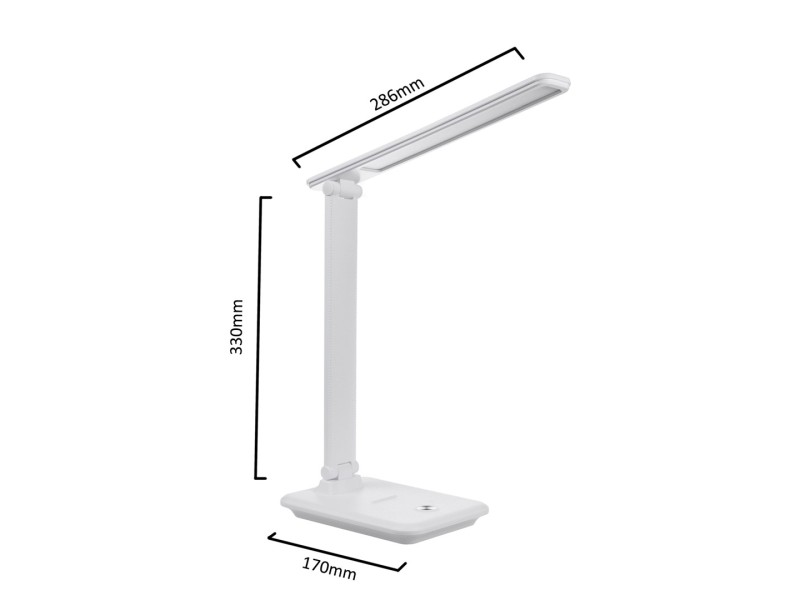 Maclean MCE614W Dimmable LED Desk Lamp Adjustable Folding 9W IP20 3000K 4500K 6500K