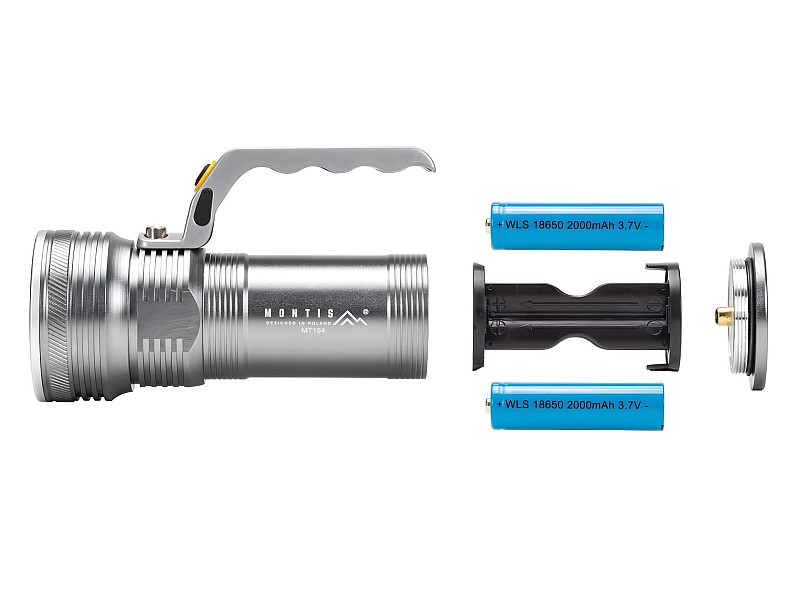 Montis Aluminiowa ręczna latarka akumulatorowa LED MT154 Grey Hand flashlight