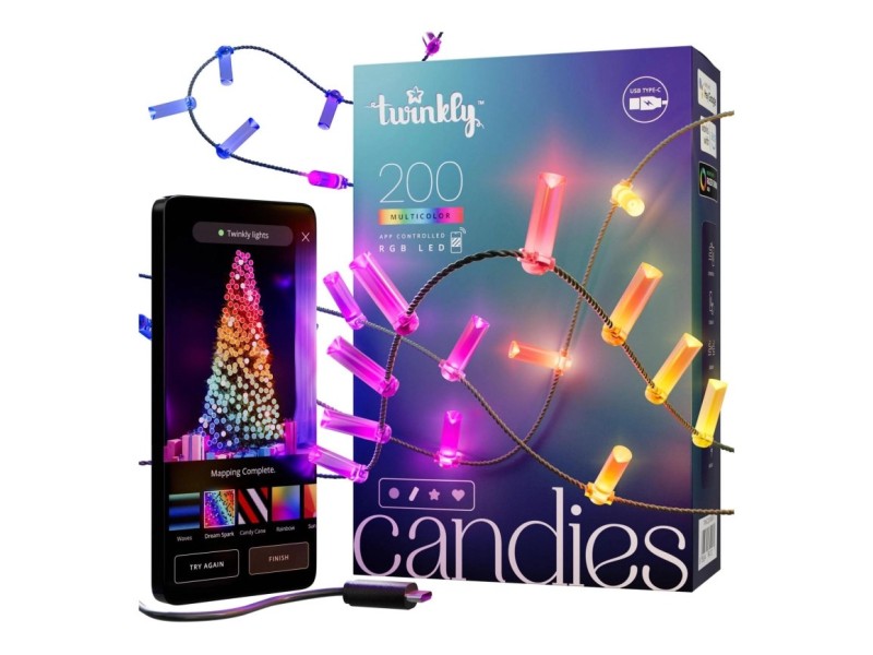 Twinkly Candies LED Christmas tree lights TWKC200RGB-G Candle shape