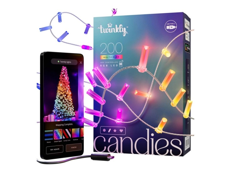 Twinkly Candies LED Christmas tree lights TWKC200RGB-T Candle shape