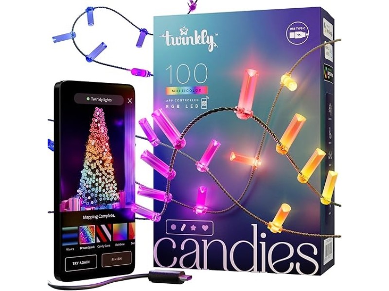 Twinkly Candies LED Christmas tree lights TWKC100RGB-G 6 M Candle shape