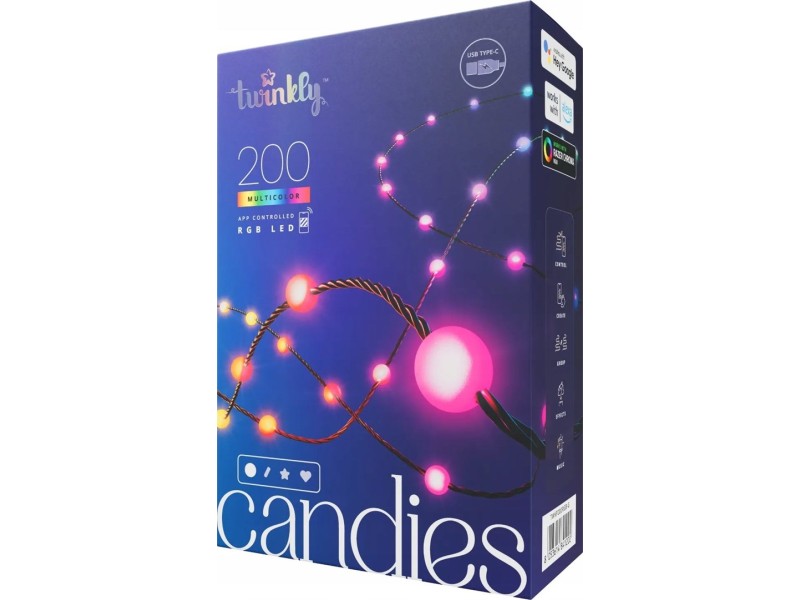 Twinkly Candies LED Christmas tree lights TWKP200RGB-G 6 m 200 lights