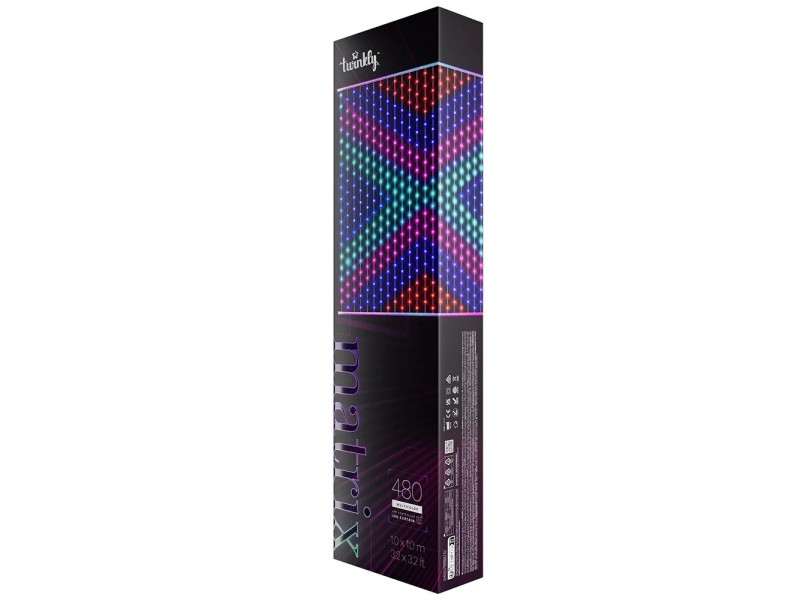 Twinkly Matrix - 480 RGB LED Pearl-shaped lights, clear wire, 3.3x3.3ft F-plug type