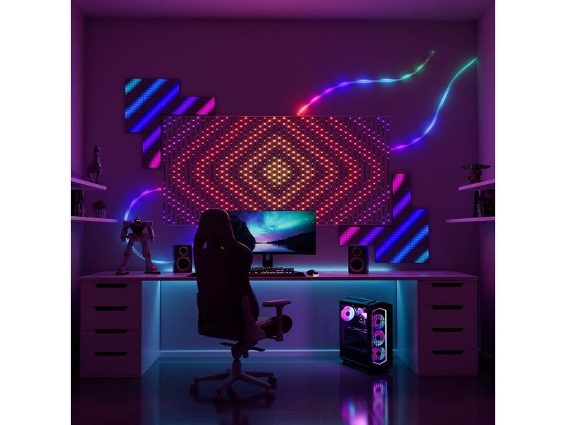 Twinkly Matrix - 500 RGB LED Pearl-shaped lights, clear wire, 1.7x7.8ft F-plug type