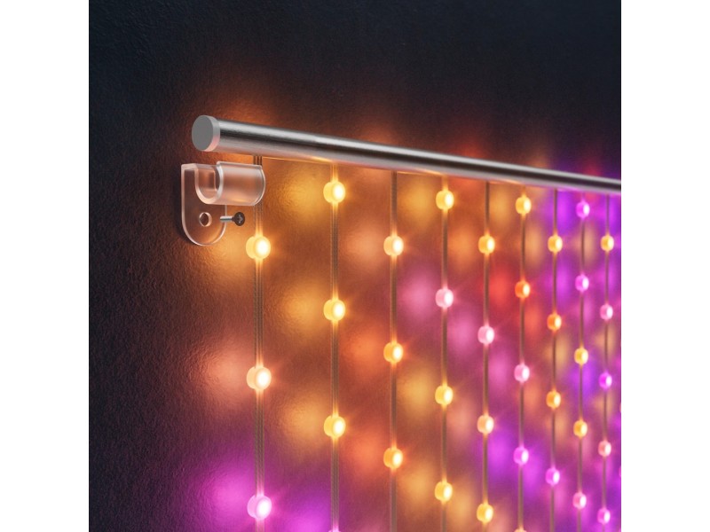 Twinkly Matrix - 500 RGB LED Pearl-shaped lights, clear wire, 1.7x7.8ft F-plug type